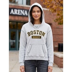 Bay State Gear Women Hoodie Sweatshirt Boston Hockey Gray Pullover Athletic Sz M